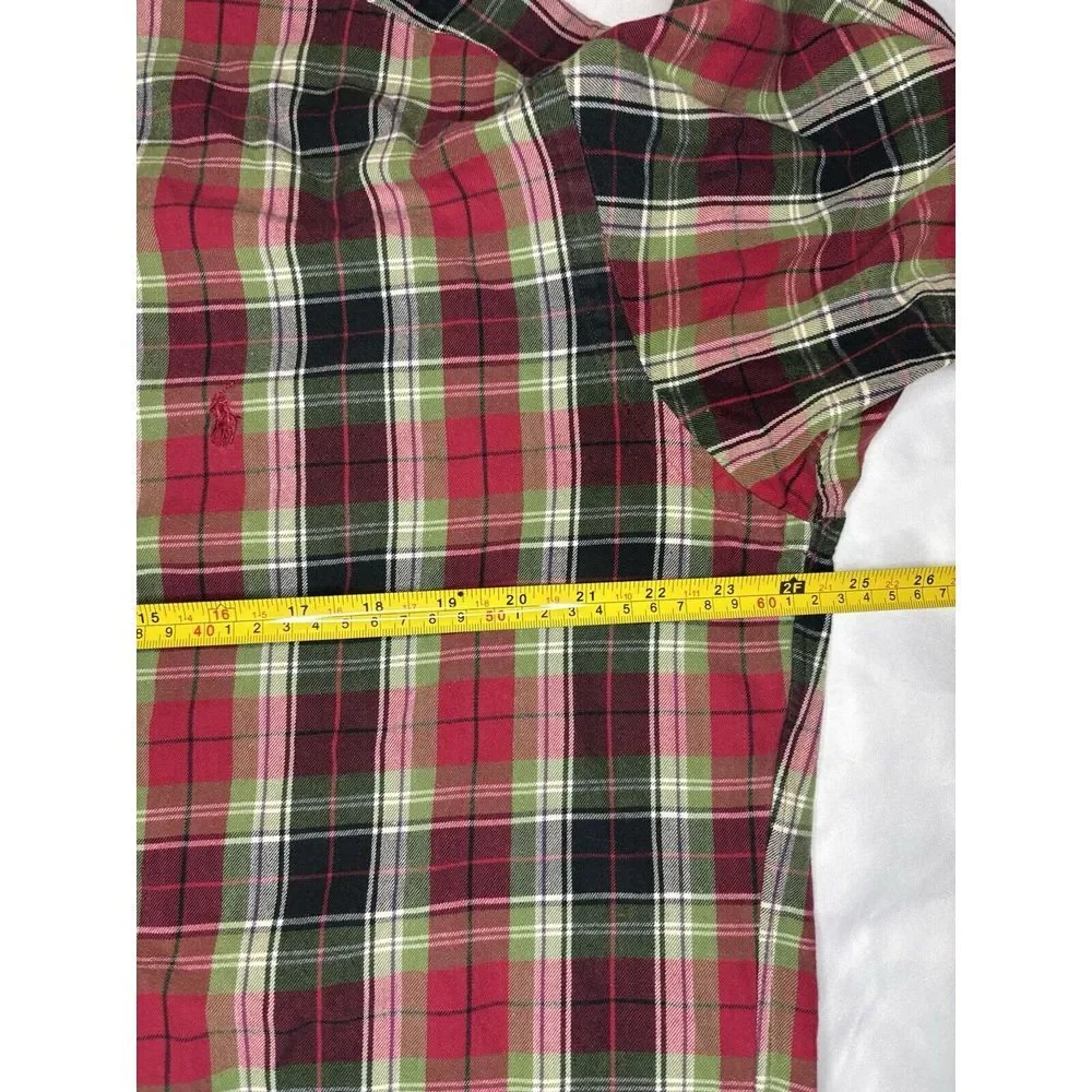 Vintage Ralph‎ Lauren Blake Long Sleeve Button Down Shirt Medium Plaid Red Green